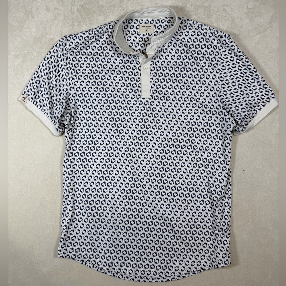 Mantra Medium Athletic Fit Golf Mock Collar All Over Print Dolphin Slim Shirt